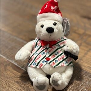 Coca-Cola Polar Bear Plush with Santa Hat